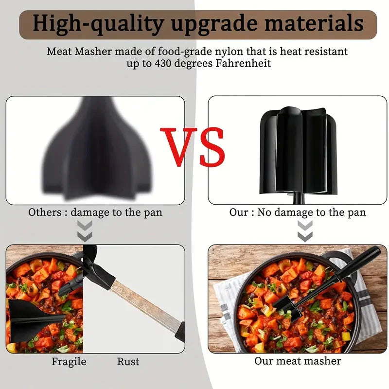 Kitchen Meat Chopper Ground Beef Masher Utensil Heat Resistant Non-Stick