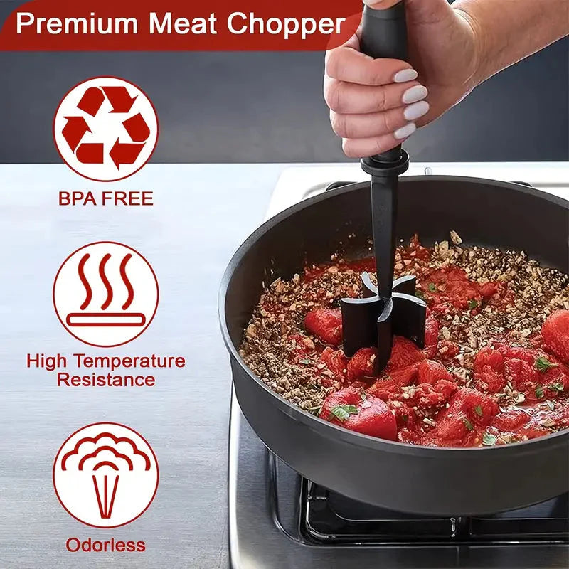 Kitchen Meat Chopper Ground Beef Masher Utensil Heat Resistant Non-Stick