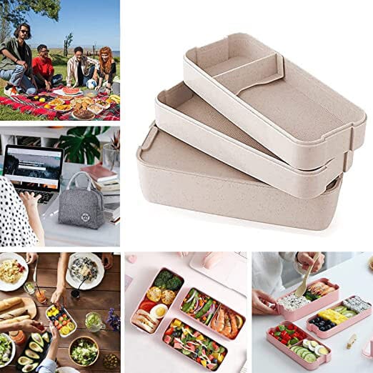 3-Layer Stackable Bento Box Japanese Lunch Box Kit with Spoon & Fork