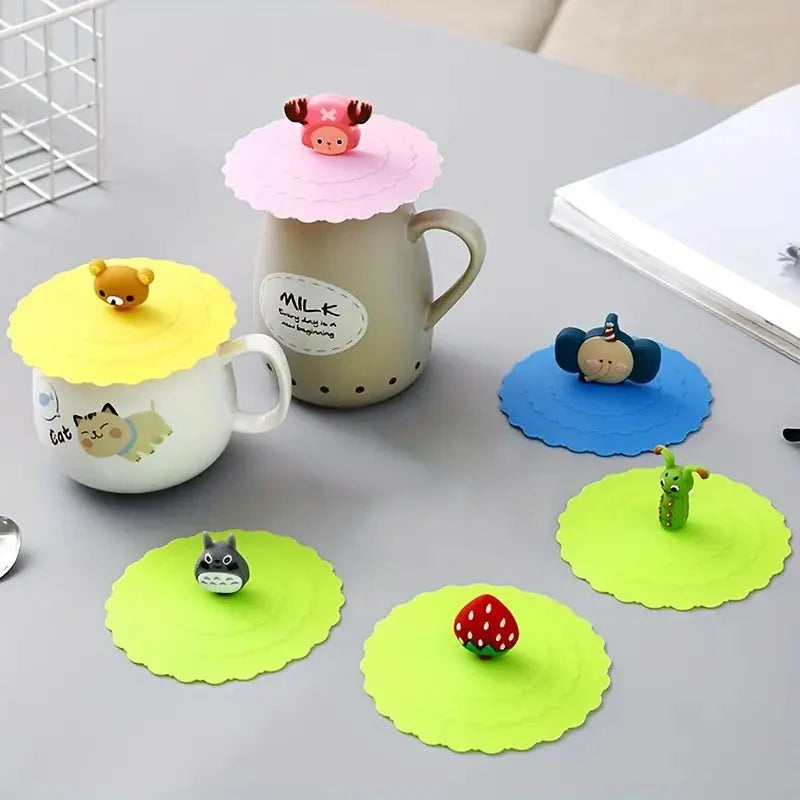 6-Pack: Leak-proof and Dustproof Silicone Cup Cover for Ceramic Tea Cups and Water Cups