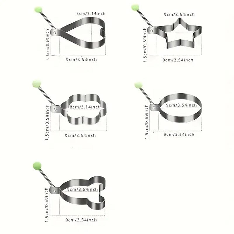 6-Pieces: Creative Stainless Steel Egg Cooking Ring Set